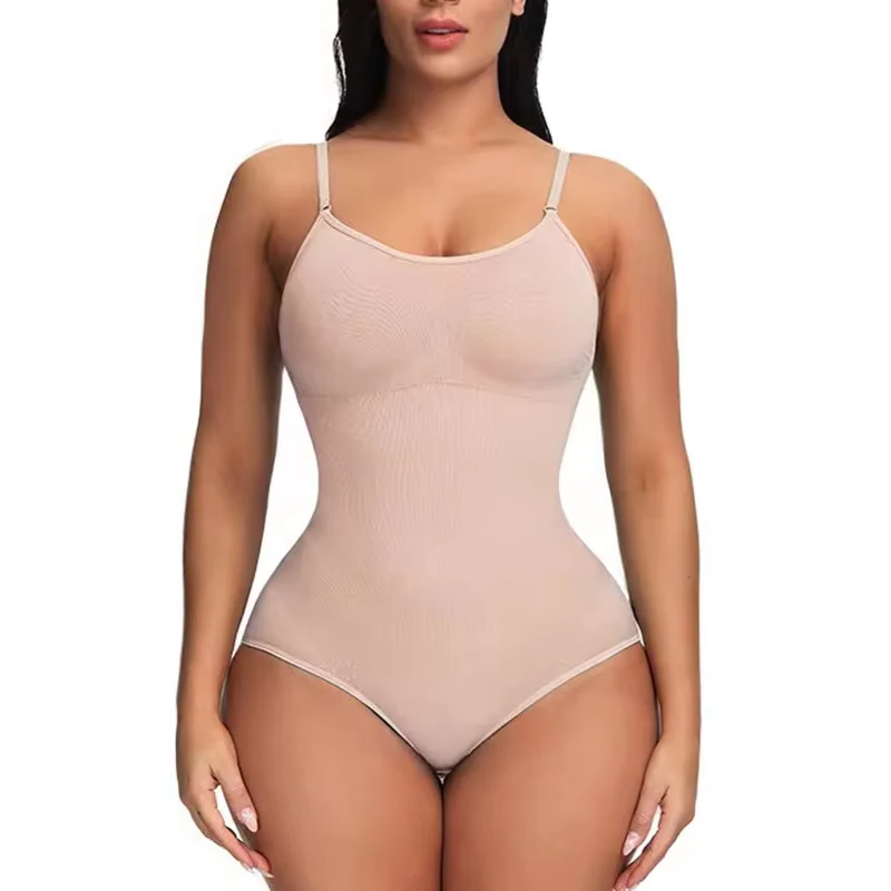 Super Sale V Neck Spaghetti Strap Bodysuit Compression Body Suits Open Crotch Shapewear Slimming Body Shaper Smooth Out Bodysuit